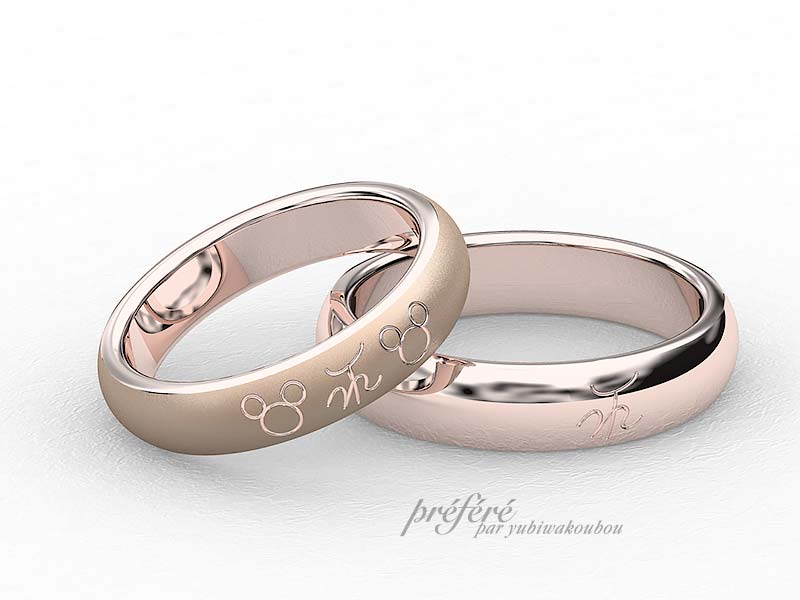 可愛いピンクゴールド素材の結婚指輪 マリッジリング のイメージｃｇが出来ました しあわせ指輪1000の想い