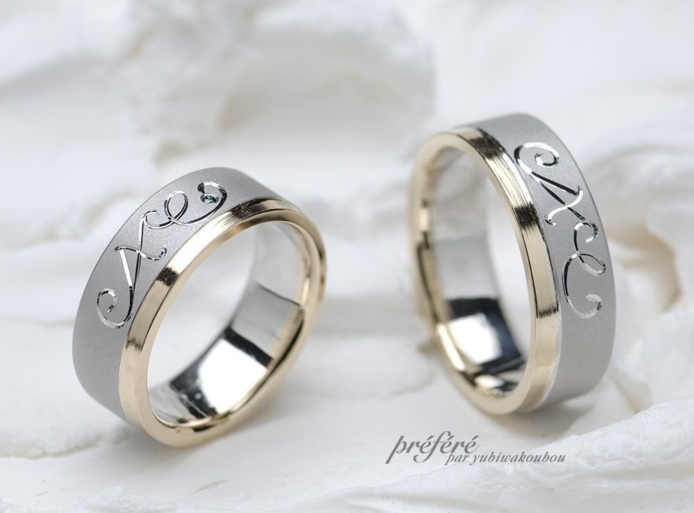 質感と素材使いのおしゃれな オーダーメイドの結婚指輪 マリッジリング 結婚指輪 婚約指輪はオーダーメイド専門のしあわせ指輪工房で