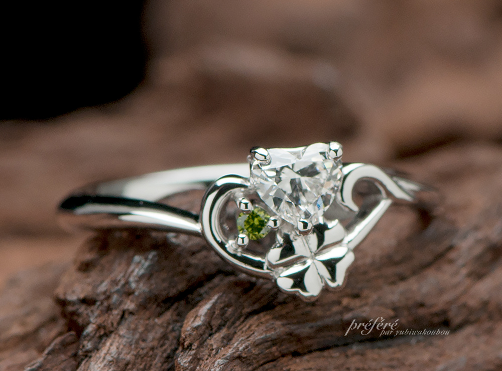 四つ葉のクローバーデザインの婚約指輪はオーダーメイドで プロポーズ ...